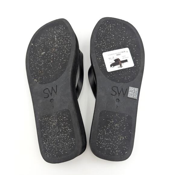 Stuart Weitzman Sw Crystal Thong Flip Flop Sandal Women's Black Size US7B EU37.5 - Picture 7 of 12